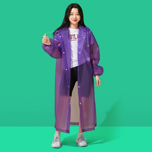 EVA 다회용 우비 여행 골프 캠핑 커플 레인코트, 퍼플, 1개 - 우비 | 쿠팡