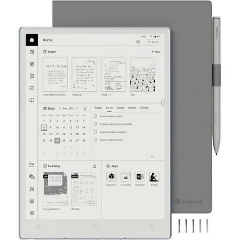 Ai팹 er Stylus Pro 펜촉 5개가 포함된 업그레이드 번들 Carta 1300 AI E 잉크 태블릿 10.65인치 300PPI 전자 노트 펜 포함 초슬림 4.5mm 초, AiPaper+W2 Stylus Pro+Cover+5