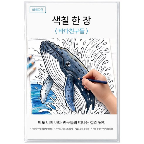 여백도안 색칠한장 컬러링북 아이 취미 색칠공부 어르신 힐링 색칠도안, 1개, 바다친구들