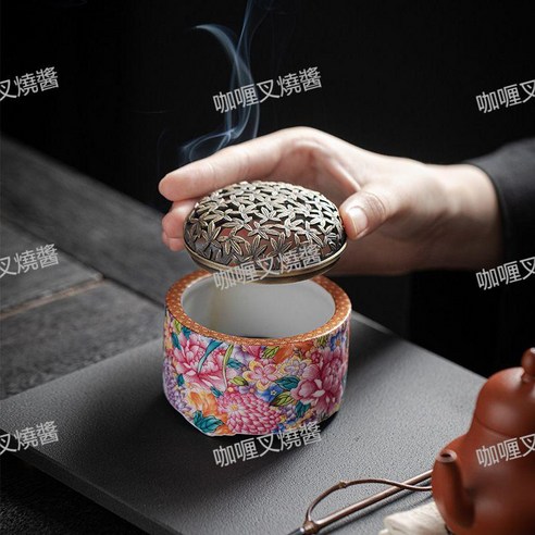 百花齊放陶瓷琺琅彩香薰爐家用室內盤香爐, 【百花齊放】線香爐/ZX - 擴