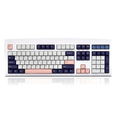큐센 DT35 104 PBT 풀윤활 가스켓 유무선 기계식 키보드, 화이트 하이무, 저소음 바다소금축