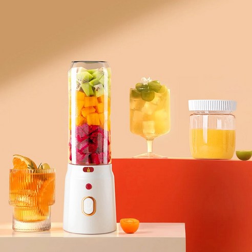 PYHO 믹서기 멀티 무선 휴대용 미니 믹서컵 500ML, 흰색, 흰색
