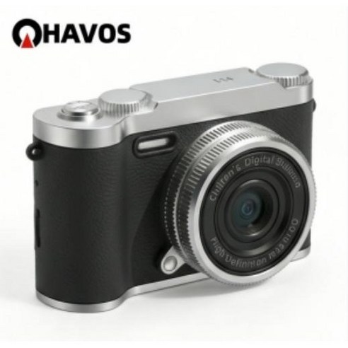 Havos 카메라 캠핑촬영 데일리아카이빙 브이로그 촬영용 고화질화면 가성비 입문용 디지털빈티지소형미러리스 1080P, 검은색