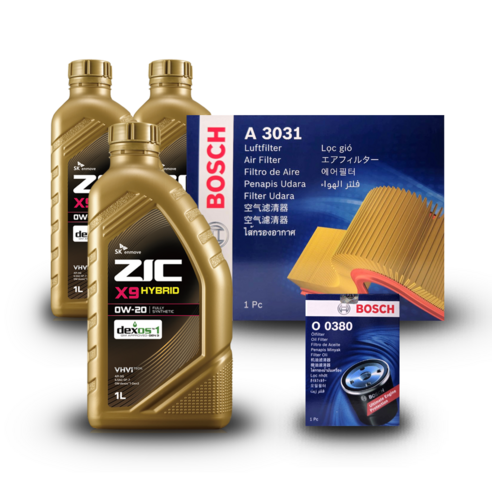 디 올 뉴 투싼 하이브리드 (NX4) 1.6터보 가솔린 엔진오일세트 ZIC X9 HYBRID 0W20
