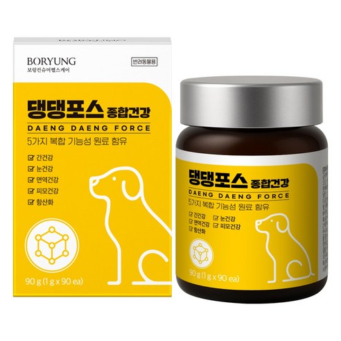 보령 댕댕포스 종합건강 강아지 종합 영양제 눈 피부 간 면역 항산화 케어, 1개, 종합영양제, 90정