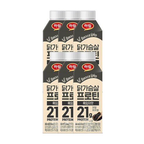 하림 닭가슴살 프로틴 흑임자맛, 6개, 240ml