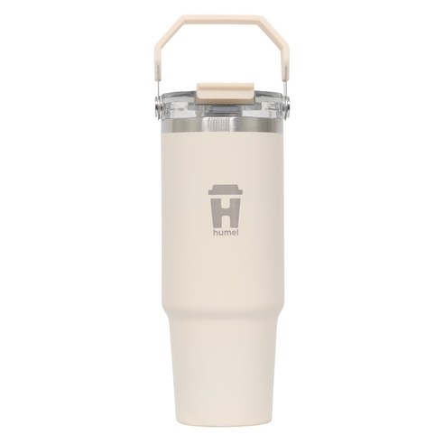휴대용 트래블 텀블러 대용량 스테인리스 스트로우, 1개, 887ml, 베이지