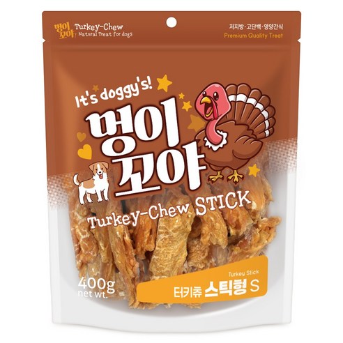 멍이꼬야 터키츄 강아지간식, 1개, 400g, 스틱타입