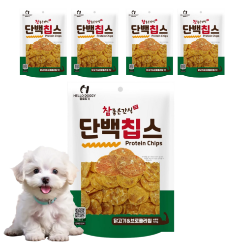 참좋은간식 단백칩스 강아지 바삭간식, 5개, 100g, 혼합맛(닭고기/브로콜리)