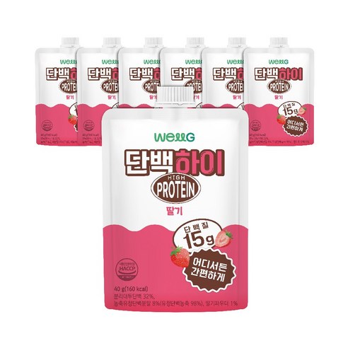 웰그린) 단백하이 딸기맛, 7개, 40g