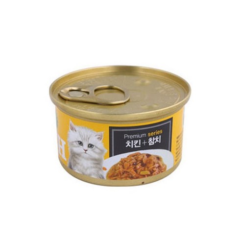 프리미엄 골드 런치캔 고양이간식, 치킨과 참치, 80g, 1개
