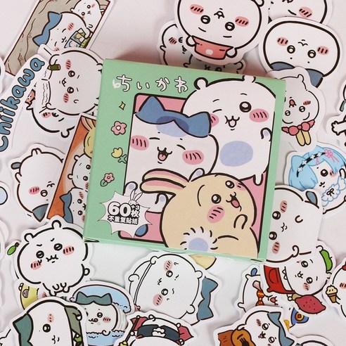 치카와 먼작귀 스티커 60장 pvc 노트북 핸드폰 다꾸 폰꾸 먼작기 우사기, 1세트, 치카와B