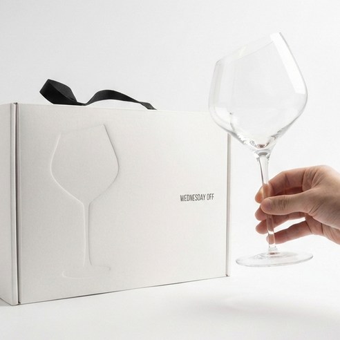 웬즈데이오프 틸트 크리스탈 와인잔 2P 세트, 550ml, 1세트