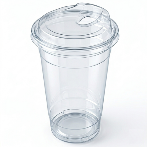 키친코디 PET 16oz 아이스컵 + 스트로우프리 뚜껑 세트 92파이 (국내생산), 1세트, 100개, 470ml