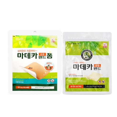 동국제약 마데카습윤밴드 폼타입(10x10cmx2mm) 1매입 + 마데카습윤밴드 잘라쓰는 타입 3매입, 1세트