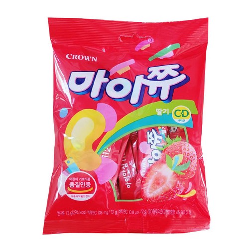 크라운 마이쮸 딸기 츄잉캔디, 72g, 4개