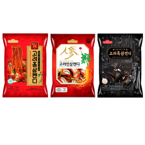 일광제과 고려홍삼캔디 280g + 고려인삼캔디2 280g + 고려흑삼캔디 280g, 840g, 1세트