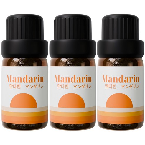 1+1+1 천연 유기농 아로마오일 에센셜오일, 유기농 만다린오일, 10ml, 3개