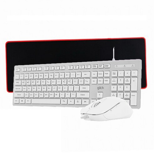 지클릭커 GMK-300 COMBO 슬림 유선 키보드마우스 세트 멤브레인 with 장패드, 인체공학적, 화이트