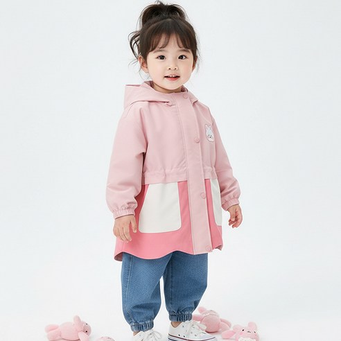 몽실이 래빗핑크 야상점퍼 아동 여아 봄 가을 간절기 아우터 외출복 자매룩