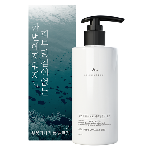 시슨드시 한번에 지워지고 피부당김이 없는 약산성 우뭇가사리 폼 클렌징, 200ml, 2개