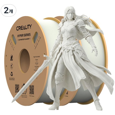 Creality 크리알리티 Hyper PLA 필라멘트 고속 프린팅 3D 프린터 고속 필라멘트 1KG, 흰색+흰색, HYPER SERIES