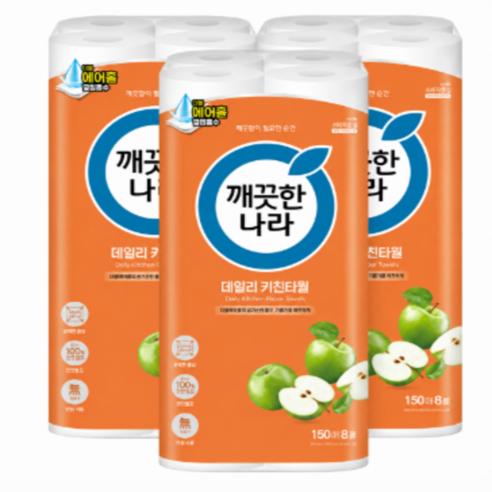 깨끗한나라 데일리 키친타월, 8롤, 3개