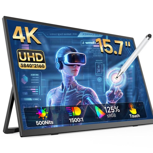 에비크 4K UHD 포터블 모니터 DEX HDR 휴대용 모니터, 블랙-터치, 39.88cm