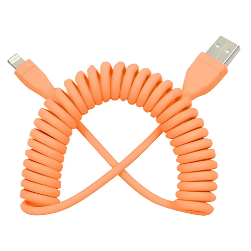ilham 스프링 고속충전 케이블 C타입 아이폰 갤럭시 파스텔 데이터전송 차량용 USB, 1개, 피치-8PIN, 1.5m