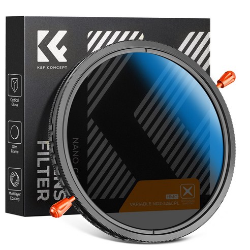 K&F Concept 77mm ND2-32+CPL Variable 1-5 Stop ND Filter and CPL, 1개 1개