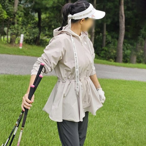 그레힙 여성 골프 바람막이 후드 점퍼 레터링 포인트 자켓