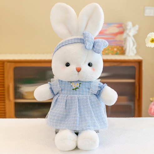 당신의 행복 귀여운 리본 토끼 인형 애착인형, 1개, 블루, 40cm