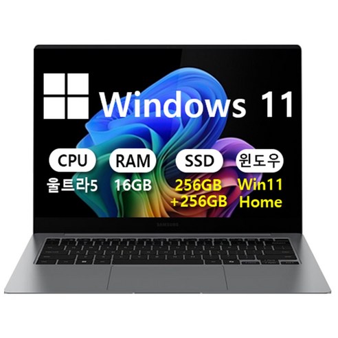 삼성전자 갤럭시북5 프로 NT940XHZ-A51A 울트라5-226V 16GB 램 LPDDR5x 윈도우11 터치스크린 인강용 업무용 고사양 영상 편집 AI 노트북, 그레이, 512GB, WIN11 Home
