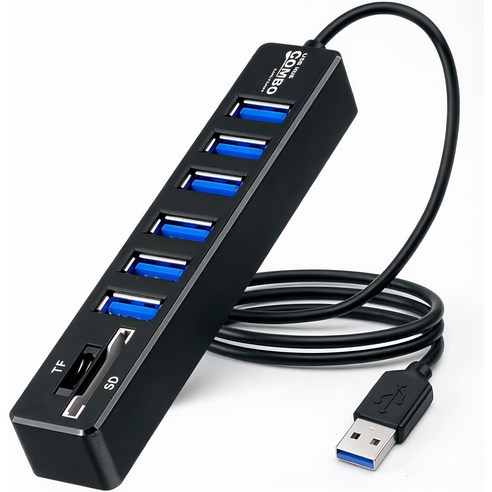 8in1 멀티허브 SD카드 리더기 멀티호환, 1개, 블랙-8in1