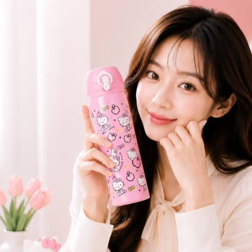 헬로키티 보온병, 핑크, 1개, 500ml