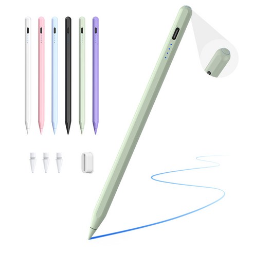 JAMJAKE 아이패드 호환 스타일러스 펜슬 스마트 터치펜 초미세 펜촉 USB-C 충전식 SP8, 1개, 초록