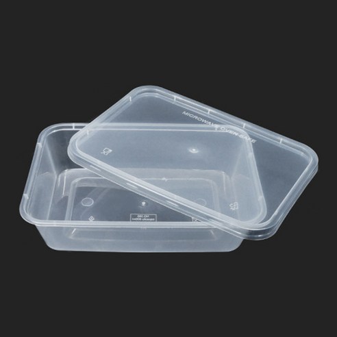 일회용 고급 PP 사각 밀폐용기 반찬 파스타 덮밥 배달 포장 용기 500ml 뚜껑 포함, 300개 × 1세트