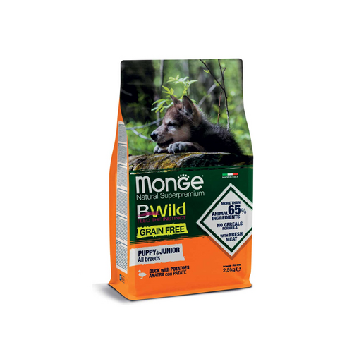 [DOG]몬지 비와일드 그레인프리 퍼피&주니어 오리 2.5kg, 2.5kg, 1개