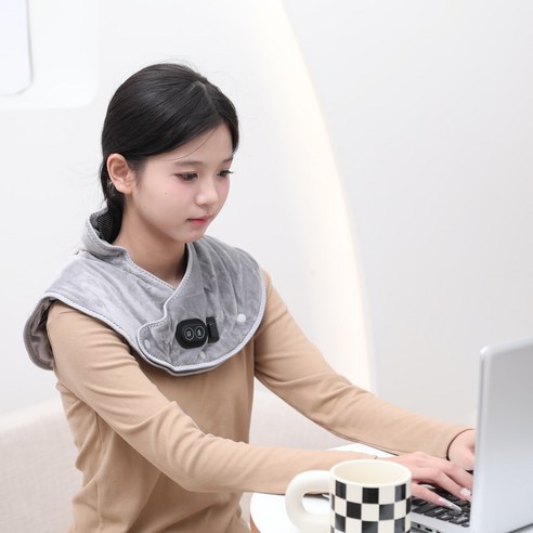 어깨 목 온열 패드 전기 온열찜질기 온열기 6단계 온도 조절 4단계 타이머 설정, 회색, A848