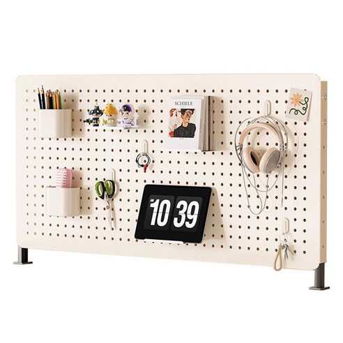 SPEEDBOX 다용도 철제 테이블 타공판 책상 수납 인테리어 높이 조절 선반 80*40cm, 크림 클립형-80*40cm, 1개