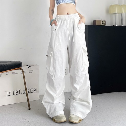 슬림소녀 여성 여름 솔리드 와이드 힙합 댄스 팬츠