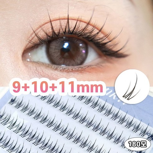 Winkii 노글루 속눈썹 자연스러운 투명라인 포인트 아이래쉬 9+10+11mm 풀 필요없음 180모 대용량