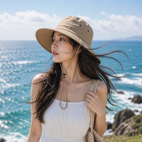 라비엔 사파리 정글모자 남녀공용 아웃도어 방수 캠핑모자 자외선차단 모자 낚시 등산 모자 벙거지모자 버킷햇, 린넨베이지