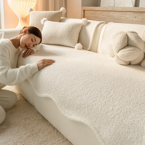 FEIFAN 미끄럼방지 모던 보들보들 겨울 극세사 소파패드 4인용