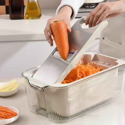 Runain Manneung Chaekal Stainless 304 Seulraseo Set Cabbage Potato Danggeun , 1 Set , Beji L (루이나인 만능 채칼 스텐 304 슬라이서 세트 양배추 감자 당근, 1세트, 베이지 L)