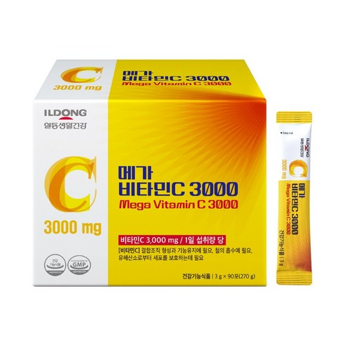 ILDONG 메가 비타민C 3000mg 고함량 순수 비타민C 100% (3개월분), 1박스, 270g