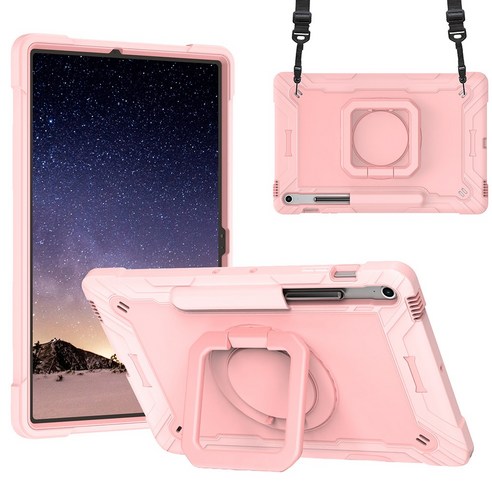 스냅케이스 갤럭시탭 S10 FE 플러스 스퀘어 아머 케이스 어깨끈포함, 인디핑크, 1개