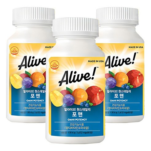 얼라이브 정품 원스데일리 포 맨 멀티비타민, 80정, 3개