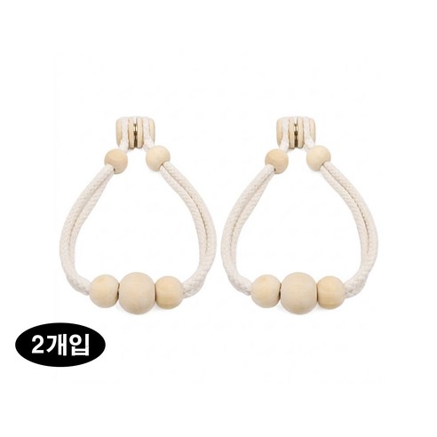 1+1 마그네틱 자석 커튼 정리끈 나무 비즈 타이백, 2개, 우드