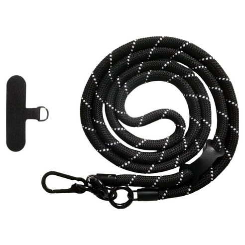 홈담 핸드폰 스트랩 고리줄 목걸이, 블랙, 1개